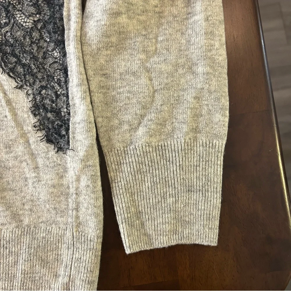 J. CREW LACE WOOL BLEND SWEATER GRAY BLACK SIZE Medium